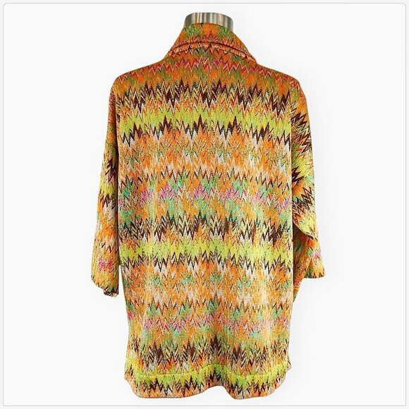 Grayse Kelly & Marie Gray St. John Colorful Zig Zag Knit Boxy Jacket Top NWT S - Picture 4 of 5